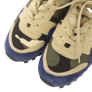 VALENTINO GARAVANI スニーカー ローカット カモフラ 迷彩柄 スエード レザー スタッズ 40 25?p ベージュ 青 ブルー FN952Y2