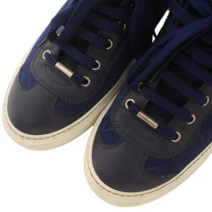JIMMY CHOO スニーカー ハイカット スエード レザー 切替 レースアップ 41 26?p 紺 ネイビー