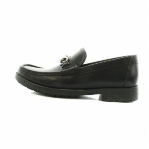 Salvatore Ferragamo ガンチーニビットローファー スクエアトゥ ロゴ レザー 6 24cm 黒 ブラック GY18