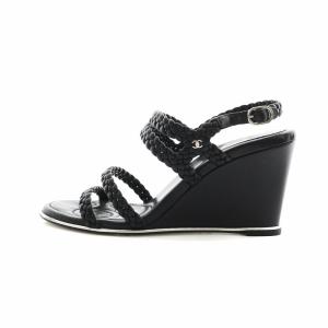 CHANEL サンダル ココマーク ウェッジソール 38.5 ブラック