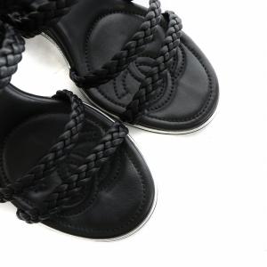 CHANEL サンダル ココマーク ウェッジソール 38.5 ブラック