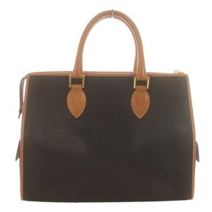 BALLY ハンドバッグ トートバッグ シグネチャー ロゴ ファスナー開閉 PVC 黒 ブラック 茶 ブラウン