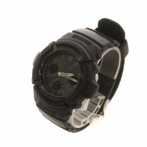 CASIO G-SHOCK 腕時計 ウォッチ 電波ソーラー デイト カレンダー付き ロゴ 黒文字盤 アナデジ 黒 ブラック AWG-M100B GY18