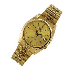 SEIKO 5 7S26-0500 腕時計 自動巻き デイデイト ラウンド 裏スケ 3針 ゴールドカラー