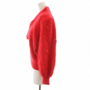 Christian Dior PRET-A-PORTER ヴィンテージ ニット セーター 長袖 モヘヤ ボウタイ ビジュー M 赤 レッド GY18