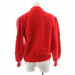 Christian Dior PRET-A-PORTER ヴィンテージ ニット セーター 長袖 モヘヤ ボウタイ ビジュー M 赤 レッド GY18