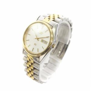 SEIKO 腕時計 ウォッチ クォーツ デイデイト カレンダー付き ロゴ 白文字盤 シルバー色 ゴールド色 5Y23-8A60 GY18
