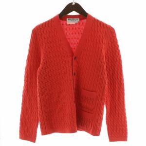 ヴィンテージ ニット カーディガン ウール ガンチーニボタン M オレンジ 赤 レッド GY18
