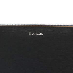 PAUL SMITH 長財布 レザー ラウンドファスナー マルチストライプ 黒 ブラック M1A 4778X