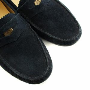 DIESEL ローファー フラットシューズ ロゴ スエード 42 27cm 紺 ネイビー GY18