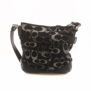 COACH ショルダーバッグ シグネチャー シルバーチェーン ロゴチャーム キャンバス レザー ロゴ 黒 ブラック GY18