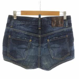 DSQUARED2 イタリア製 デニム ショートパンツ ハーフパンツ ブリーチ加工 ダメージ加工 カモフラ 迷彩 38 S 紺 ネイビー GY18
