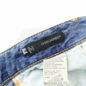DSQUARED2 ショートパンツ ハーフパンツ デニム ブリーチ ダメージ加工 ペイント加工 花柄 38 S 青 ブルー