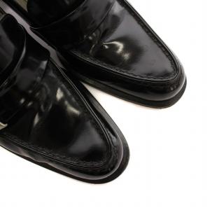 PRADA ローファー パンプス チャンキーヒール ロゴ レザー 36 23cm 黒 ブラック GY18