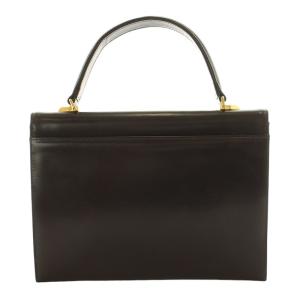 VALENTINO GARAVANI ハンドバッグ レザー ロゴ ゴールド金具 ターンロック フラップ 茶 ブラウン
