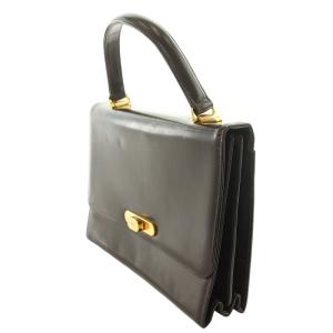 VALENTINO GARAVANI ハンドバッグ レザー ロゴ ゴールド金具 ターンロック フラップ 茶 ブラウン