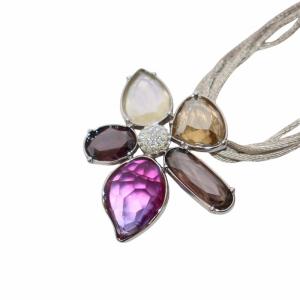 SWAROVSKI Heritage ネックレス ペンダント フラワーモチーフ ラインストーン  サテンコード シルバー マルチカラー 1029633
