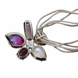 SWAROVSKI Heritage ネックレス ペンダント フラワーモチーフ ラインストーン  サテンコード シルバー マルチカラー 1029633