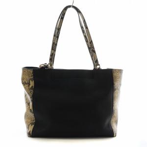 COLE HAAN キャリーオール トートバッグ ショルダー 2WAY レザー パイソン型押し 黒 ブラック ベージュ U05750