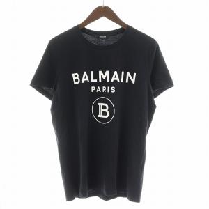 BALMAIN★ロゴ プリント クルーネック T シャツ 半袖 2色 Tシャツ カットソー 半袖 ロゴ XL 黒 ブラック（2024/09/28買取