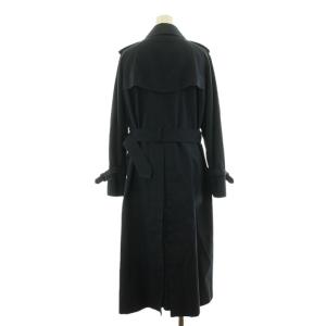 burberrys ステンカラーコート ロング ダブル 裏地チェック柄 ラグランスリーブ スリット 紐ベルト 紺 