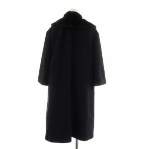 D&G コート ロング ショールカラー 襟フェイクファー ウール カシミヤ混 裏地総柄 24/38 M 紺 ネイビー