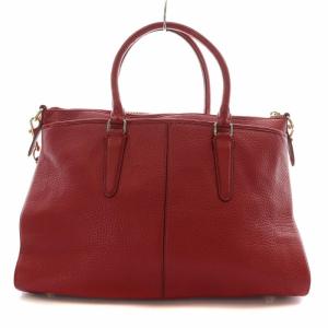 COACH ハンドバッグ ショルダー 2WAY レザー ロゴ ゴールド金具 赤 レッド F35185