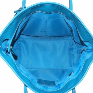 COACH タクシージップ24クロスグレイントートバッグ ハンド PVC レザー ホースアンドキャリッジ ロゴ シルバー金具 青 ブルー