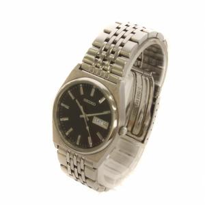 SEIKO 腕時計 ウォッチ クォーツ デイデイト 黒文字盤 シルバー色 V743-9020 SS GY18