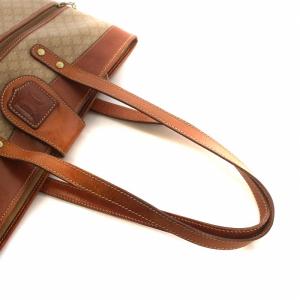 CELINE トートバッグ ナイロン キャンバス マカダム トリオンフ ロゴ 総柄 茶 ブラウン GY27