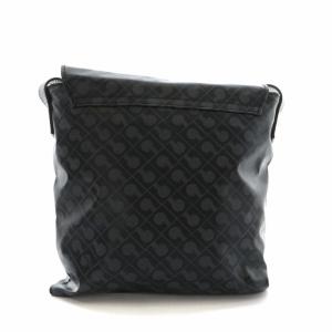 GHERARDINI ショルダーバッグ ナイロン レザー マグネット ロゴ 総柄 黒 ブラック