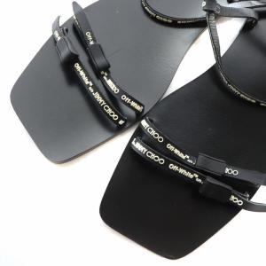 JIMMY CHOO × オフホワイト OFF-WHITE  CHARLIE FLAT フラットサンダル レザー オープントゥ