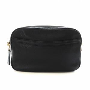 COACH ショルダーバッグ レザー Wファスナー 馬車ロゴ 型押し 黒 ブラック 75818