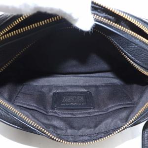 COACH ショルダーバッグ レザー Wファスナー 馬車ロゴ 型押し 黒 ブラック 75818