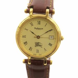 ジャンク品 ヴィンテージ 腕時計 クォーツ デイト ローマン レザーベルト ゴールド色