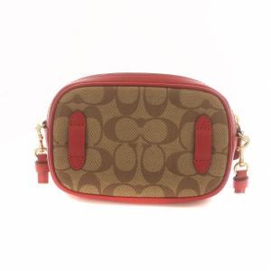 COACH ショルダーバッグ ボディバック 2WAY PVC シグネチャー ロゴ 茶 ブラウン 赤 レッド  F39657 GY18