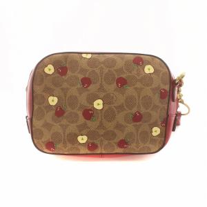 COACH 85713 アップル ショルダー バッグ ポシェット りんご柄 シグネチャー タッセル ロゴ 赤 レッド 茶 ブラウン GY18