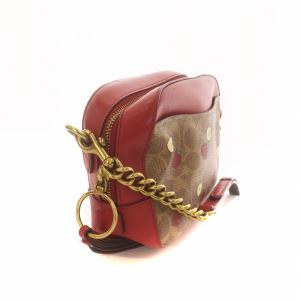 COACH 85713 アップル ショルダー バッグ ポシェット りんご柄 シグネチャー タッセル ロゴ 赤 レッド 茶 ブラウン GY18