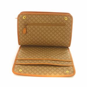 CELINE クラッチバッグ セカンドバッグ マカダム PVC レザー ロゴ 茶 ブラウン GY18