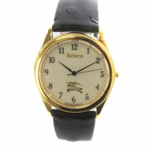 腕時計 クォーツ 白文字盤 ロゴ レザーベルト ゴールド 4631-E66076