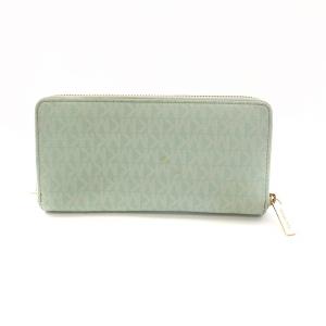 MICHAEL KORS 長財布 ウォレット PVC ロゴ 総柄 MKシグネチャー ラウンドファスナー 緑 グリーン GY11