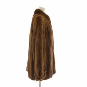 SAGA MINK 金サガ ファーコート 毛皮 アウター ミンク ミドル 裏地総柄 11 L 茶色 ブラウン