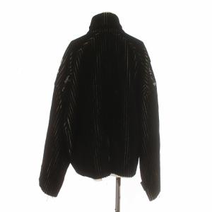 AKANE UTSUNOMIYA ジャケット スタンドカラー 金ボタン 長袖 スリット ダメージ加工 ストライプ 絹混 シルク混 38 M 黒 ブラック GY18