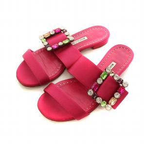 VERDAFLAT ミュール サテン ビジュー 38 ピンク