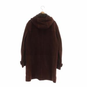 HUGO BOSS ダッフルコート アウター 羊革 ラムレザー ミドル トグルボタン フード付き 46 S 茶色 ブラウン