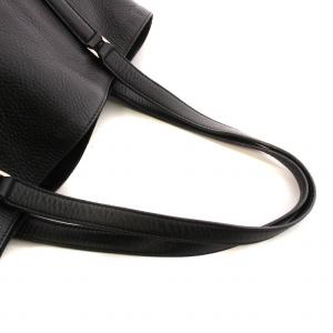 HIROFU トートバッグ シボ革 レザー ロゴ 型押し 黒 ブラック GY18