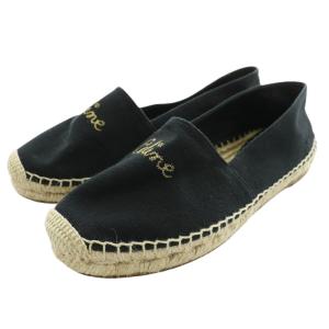 エスパドリーユ スリッポン スニーカー シューズ ロゴ キャンバス 37 24cm 黒 ブラック