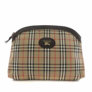 セカンドバッグ ポーチ ノバチェック ベージュ ブラウン
