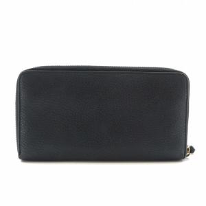 TORY BURCH 長財布 レザー ラウンドファスナー ロゴ 黒 ブラック