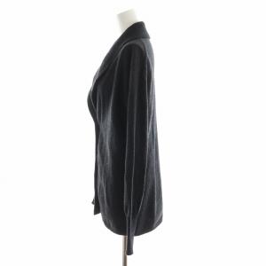 HERNO ニットカーディガン ショールカラー 長袖 カシミヤ シェルボタン 46 XL グレー 黒 ブラック GY18